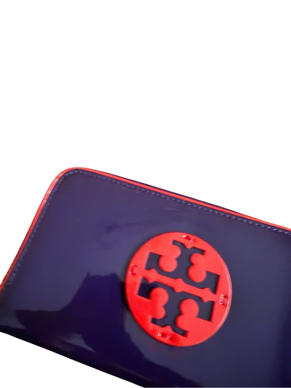 Tory Burch Patent Leather Purple and Red Long Zip-Around Wallet - Picture 5 of 9